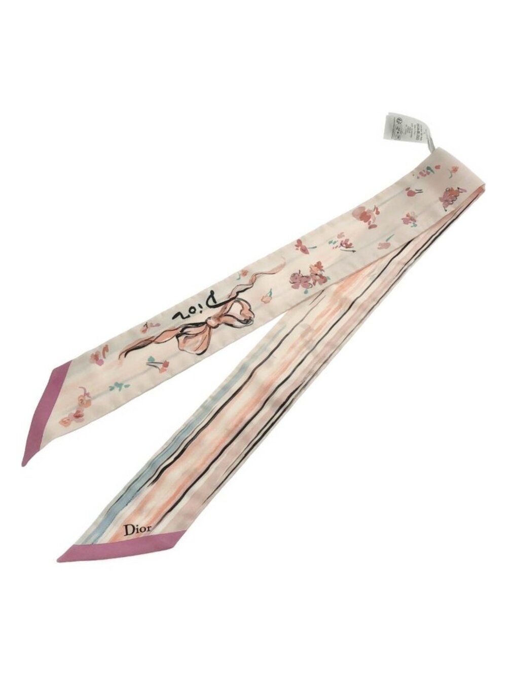 Dior Mitzah Scarf Portrait Flower Silk Pink